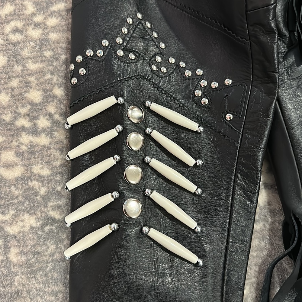 VIPZI REAL LEATHER FRINGE JACKET WITH EMBEZZLEMENTS NWT SIZE S - Picture 7 of 13